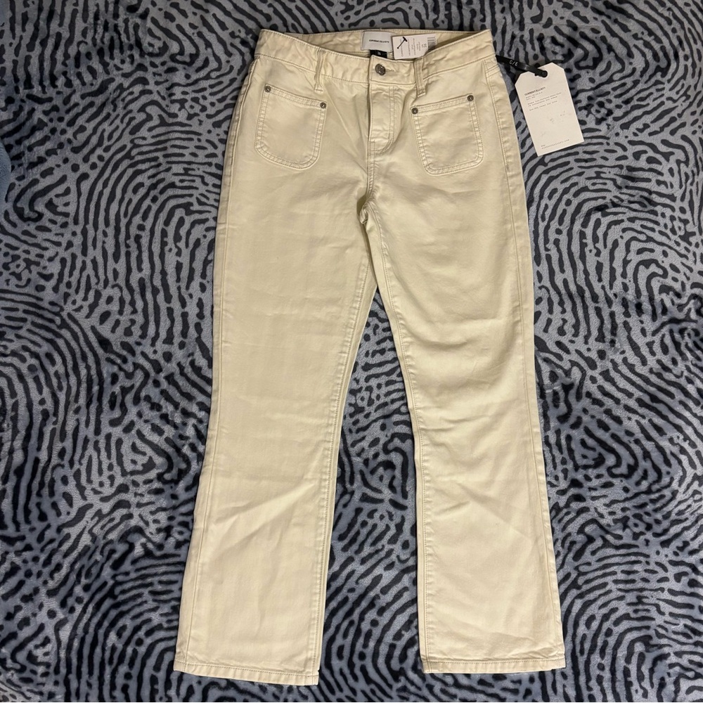 Current/Elliott Cream Straight Leg Jeans